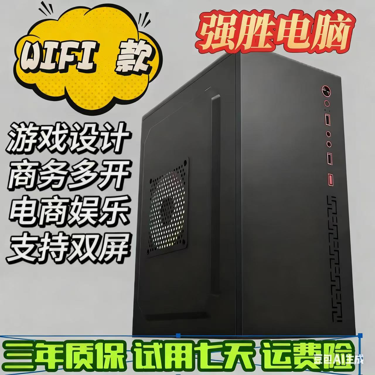 未拆封  【WIFI款】英特尔高速固态高端电脑游戏设计电商多开主机