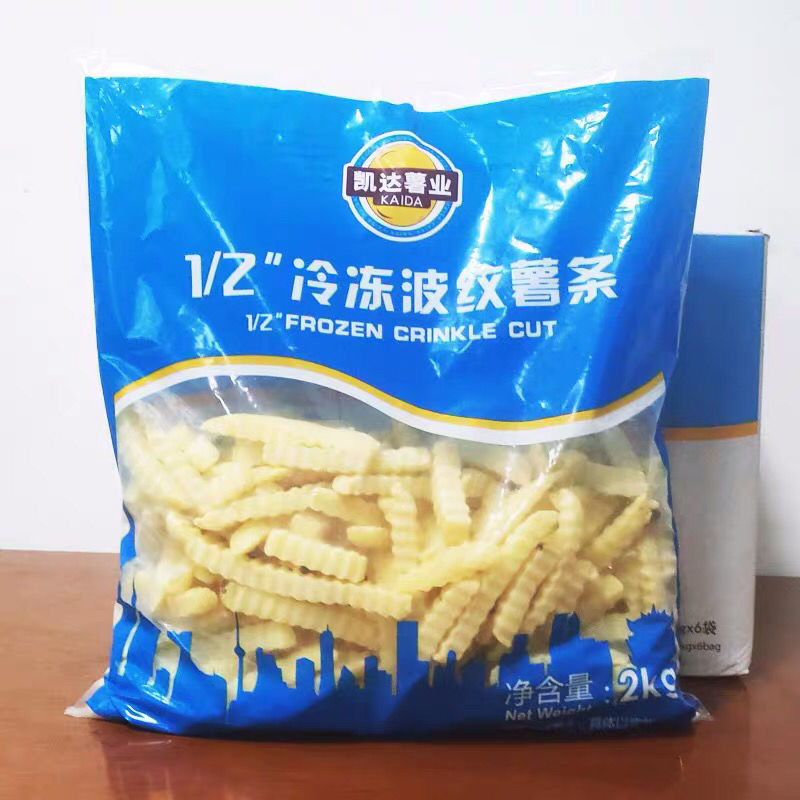 凯达波纹薯条1/2薯条宽薯条螺纹薯条西式快餐小吃2kg家庭装商用