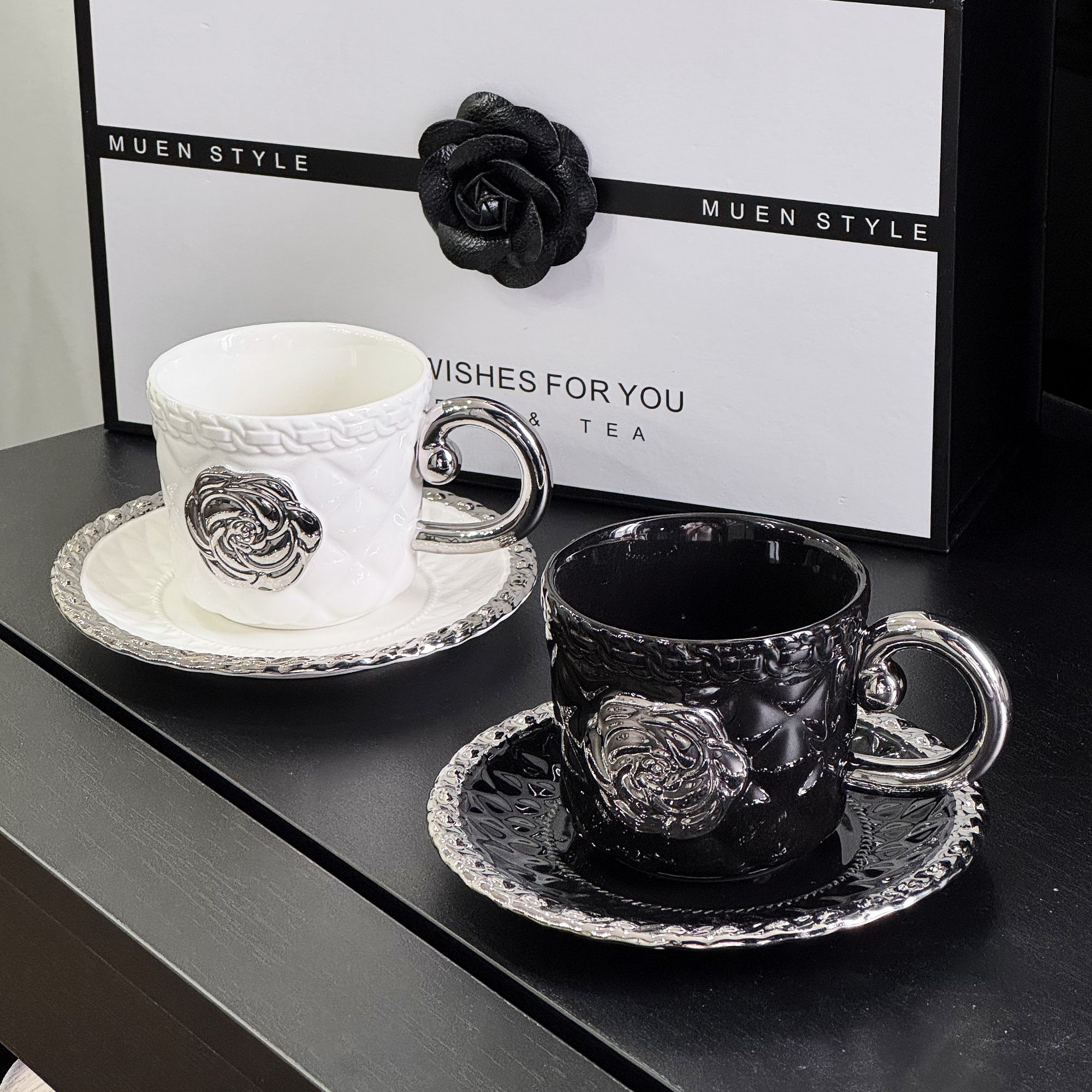 满氛轻奢创意小众咖啡杯高档精致陶瓷杯碟套装高颜值下午茶杯子