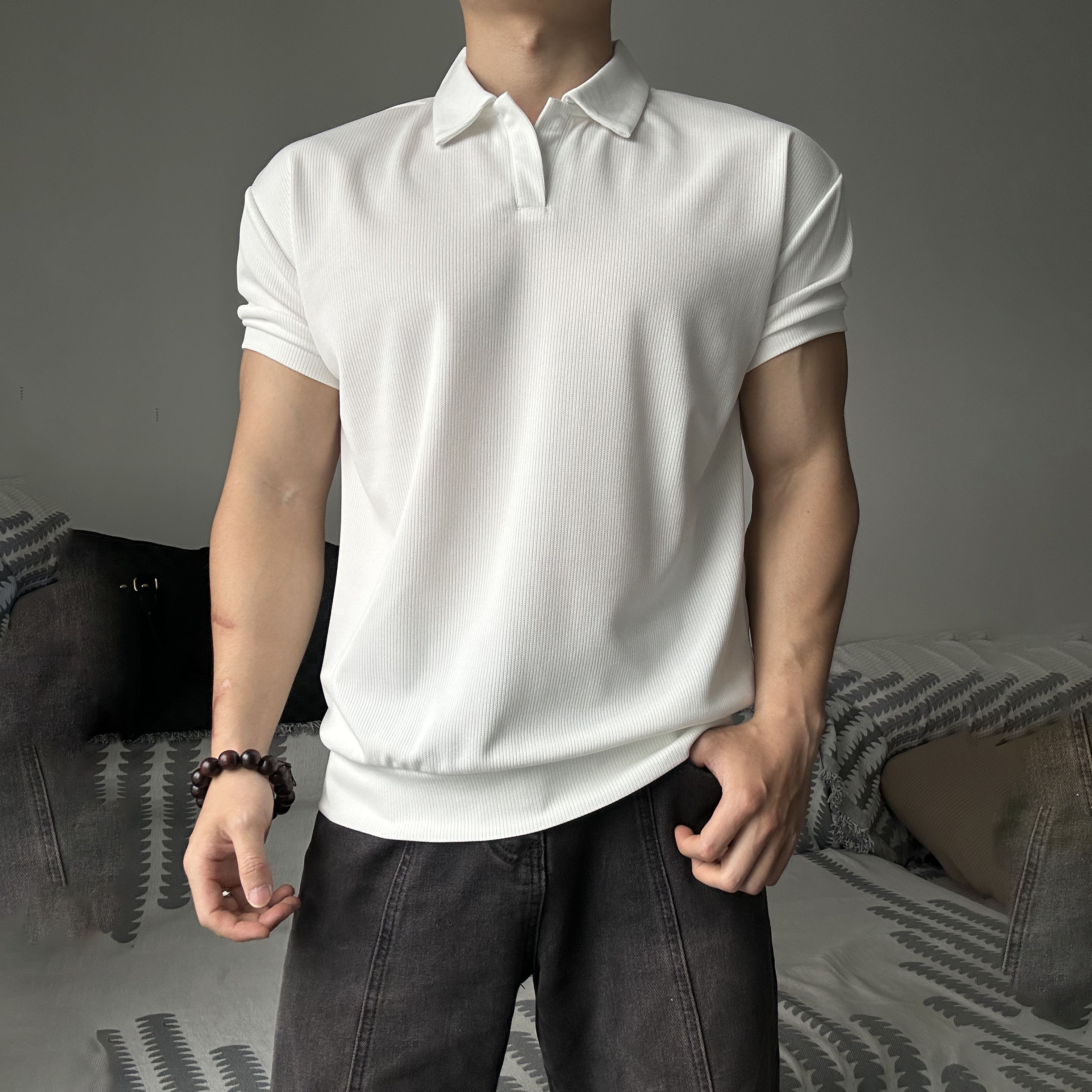 MaiBa美式海鸥领POLO衫短袖男士轻薄通勤商务运动速干透气T恤上衣