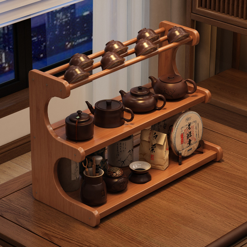 桌面博古架茶桌杯架收纳置物架非实木小型茶具紫砂壶展示摆放架子