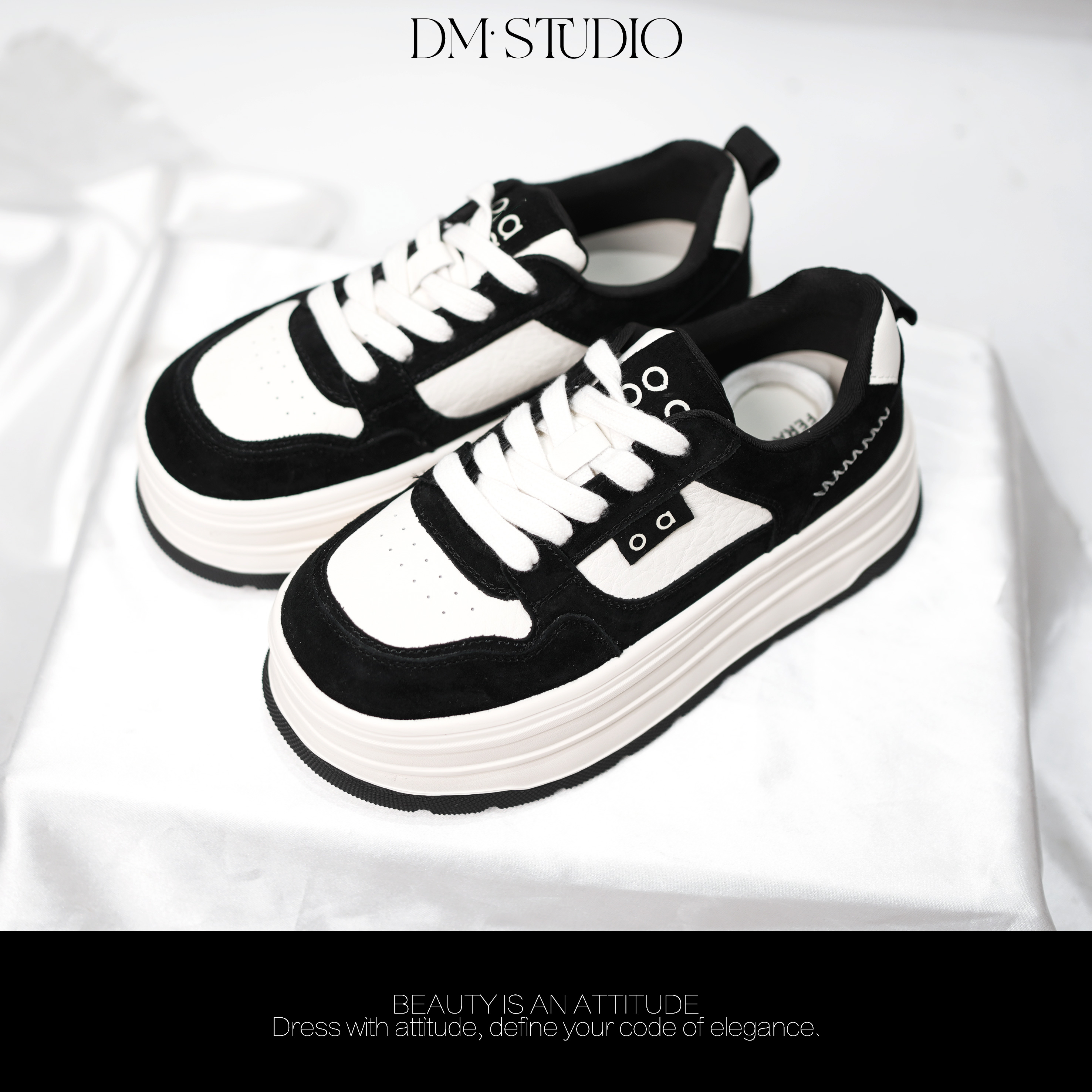 DEDM•STUDIO/气质时尚百搭潮流厚底系带板鞋2509XZ/25F8286 0101