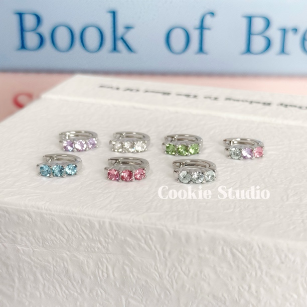 铜合金仿水晶耳饰 华子直针耳扣边缘扣 多色可选 简约百搭款