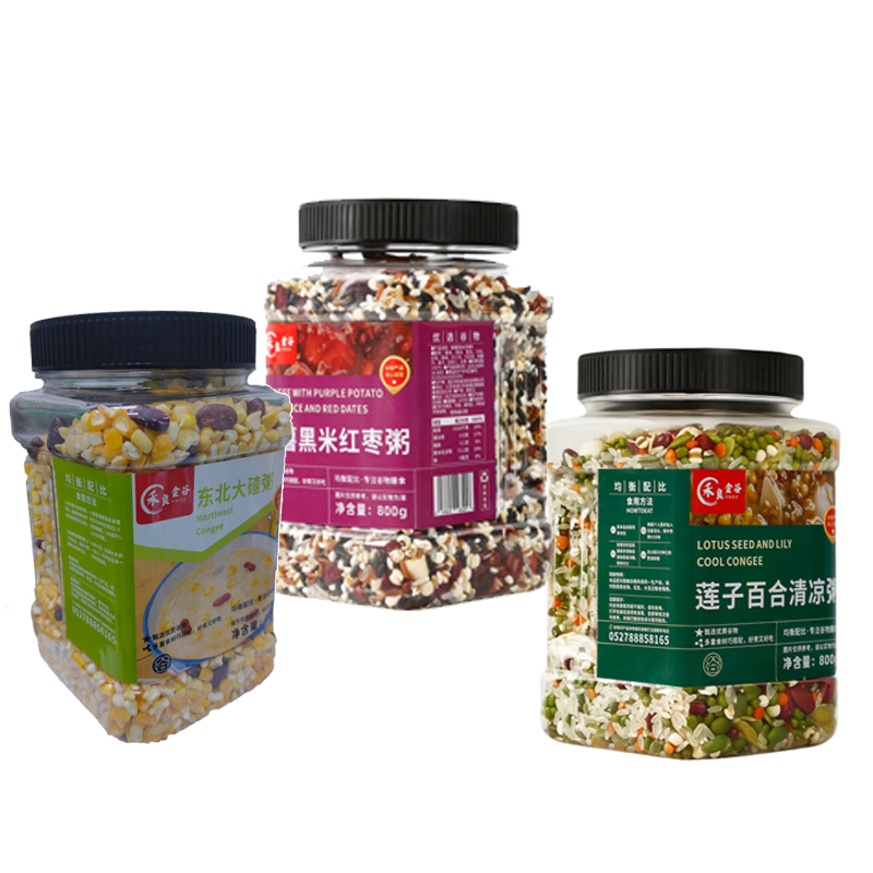 紫薯黑米粥莲子百合粥大碴粥配料丰富香糯可口五谷杂粮粥组合