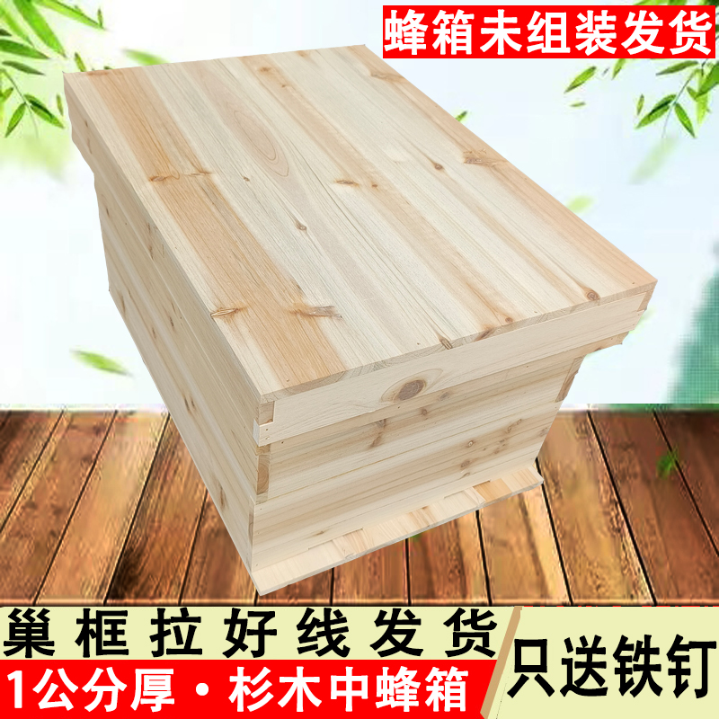 只送铁钉杉木中蜂箱七框箱子土蜂诱蜂箱引蜂蜂桶养蜂套装蜂场育王