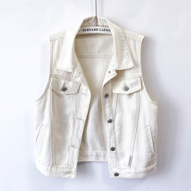 欧货复古白色牛仔马甲女背心短款春秋季2025气质显瘦无袖坎肩外套