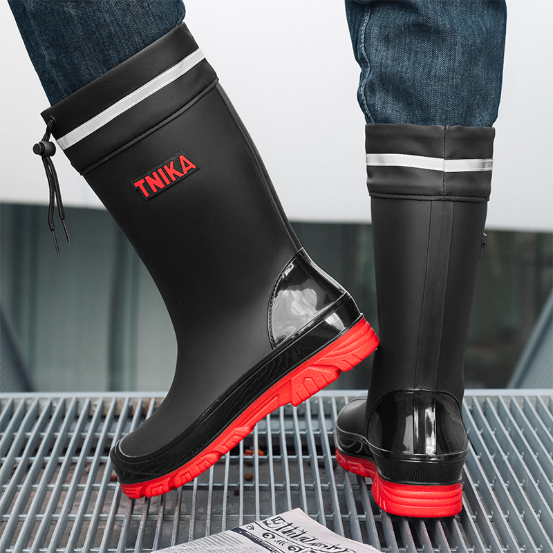 新款水鞋中筒防水防滑男士雨靴外卖骑手专用厚底耐磨雨鞋防臭胶鞋