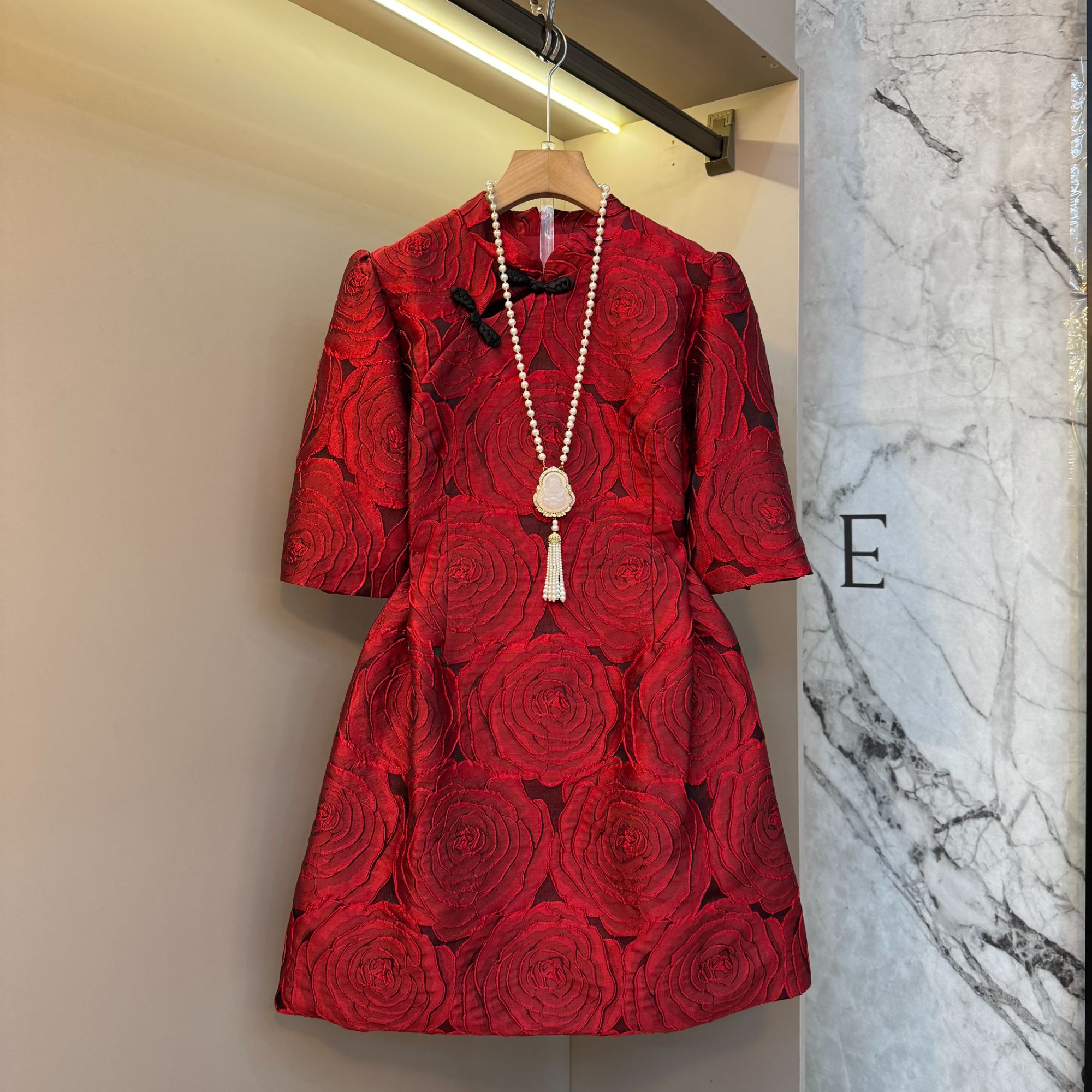 高级感新中式国风复古气质连衣裙2025早春设计感中袖裙931