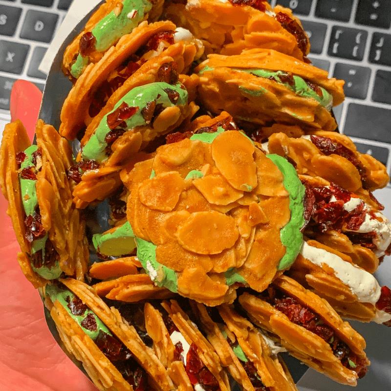 挖到宝了！拉丝扁桃仁夹心酥牛扎杏仁薄脆饼干网红下午茶休闲