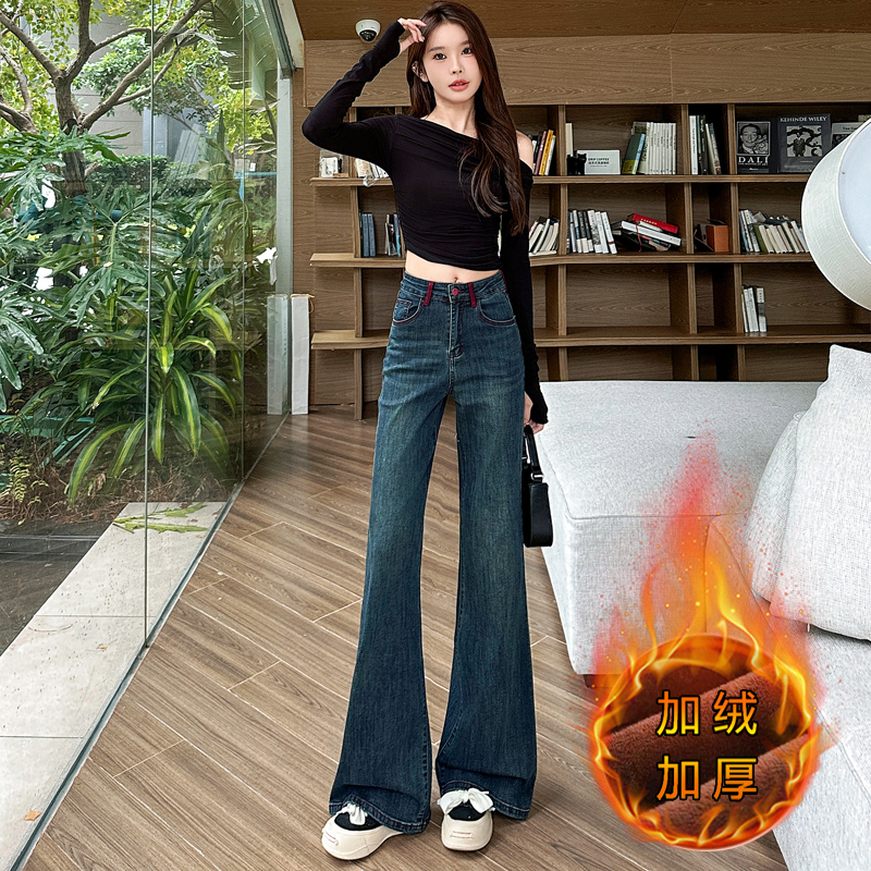 高腰阔腿裤牛仔裤女2025裤子网红款新款弹力宽松直筒显瘦潮7778
