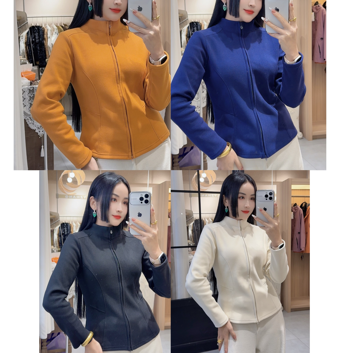 石墨烯加厚柔软显瘦双拉链打底衫