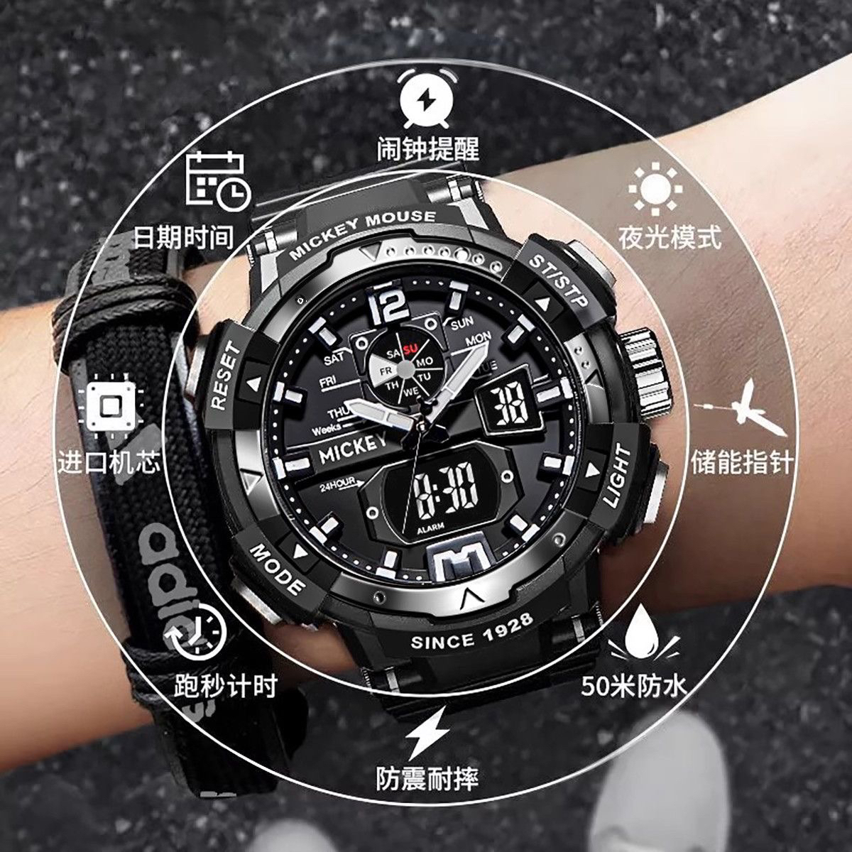 迪士尼电子网红正品手表男款爆款2025新款多功能高级感男士初高中