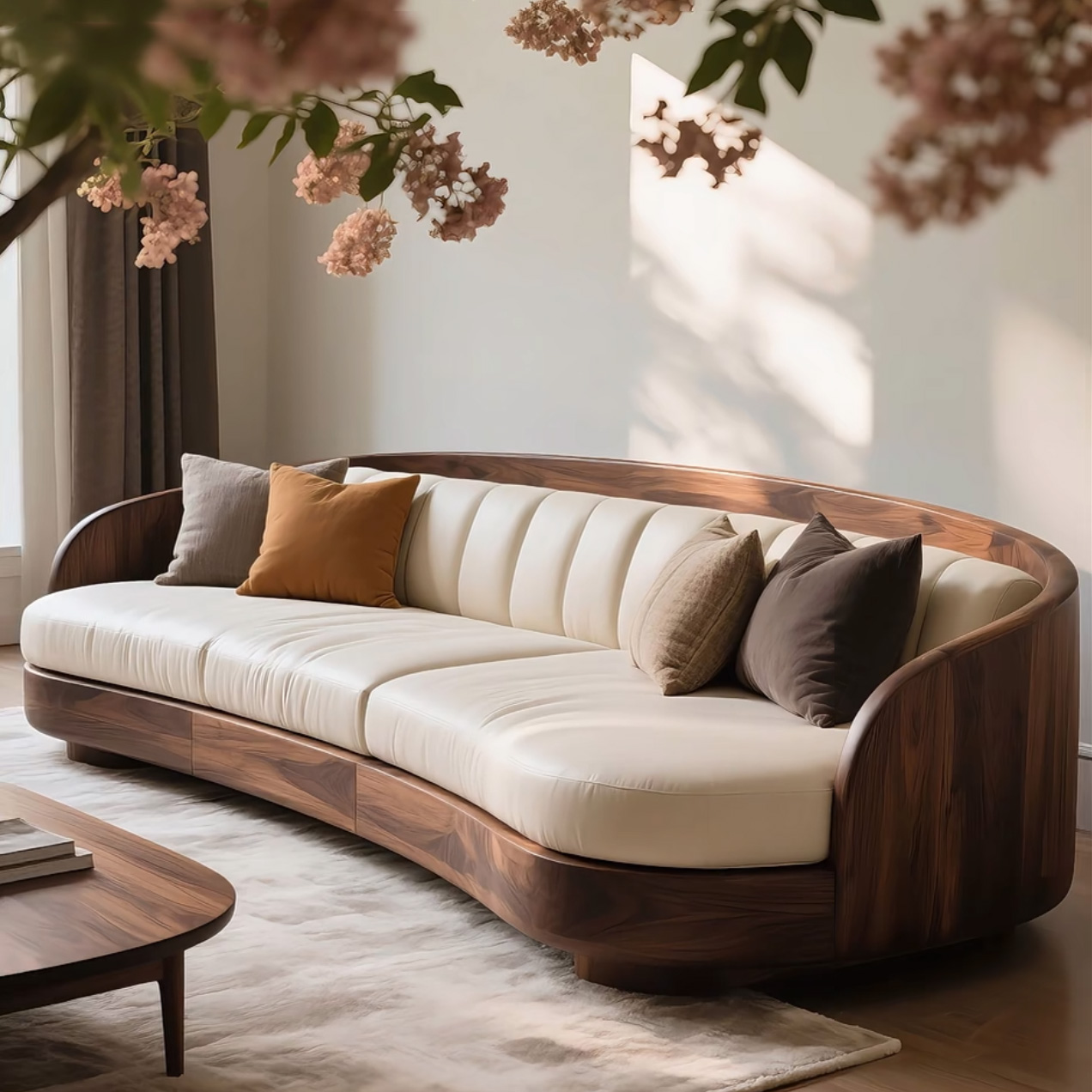 宋氏美学北美黑胡桃木全实木高级轻奢禅意沙发真皮休闲设计师同款