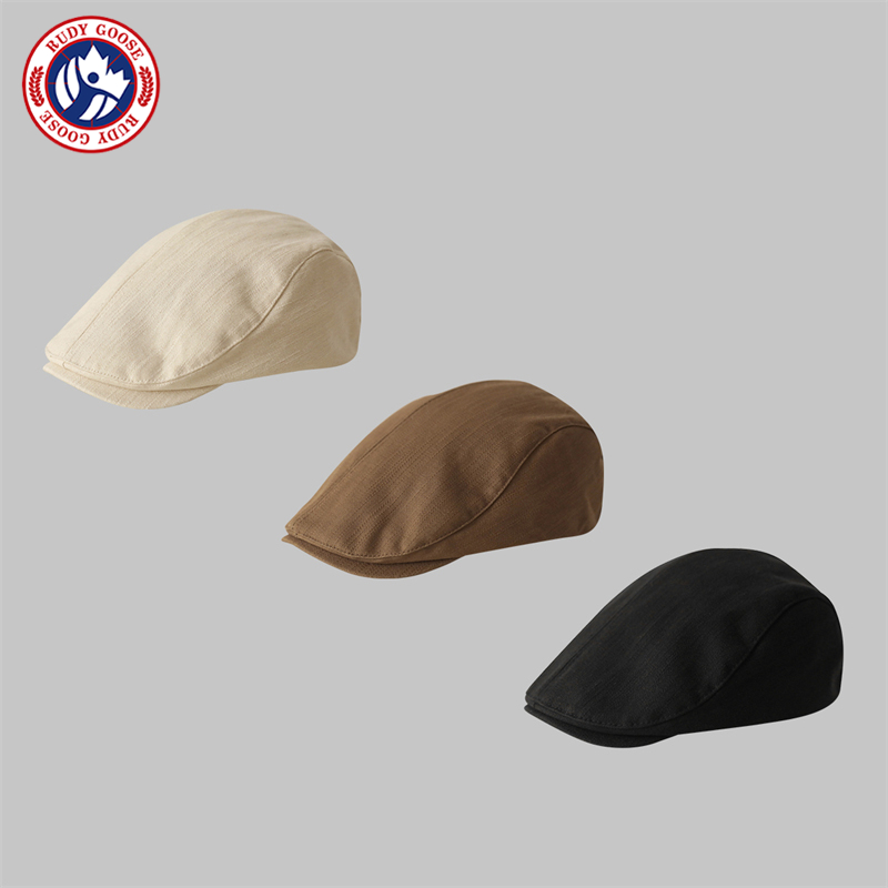 RUDY GOOSE日系简约复古报童帽女英伦风纯色古着百搭前进帽鸭舌帽