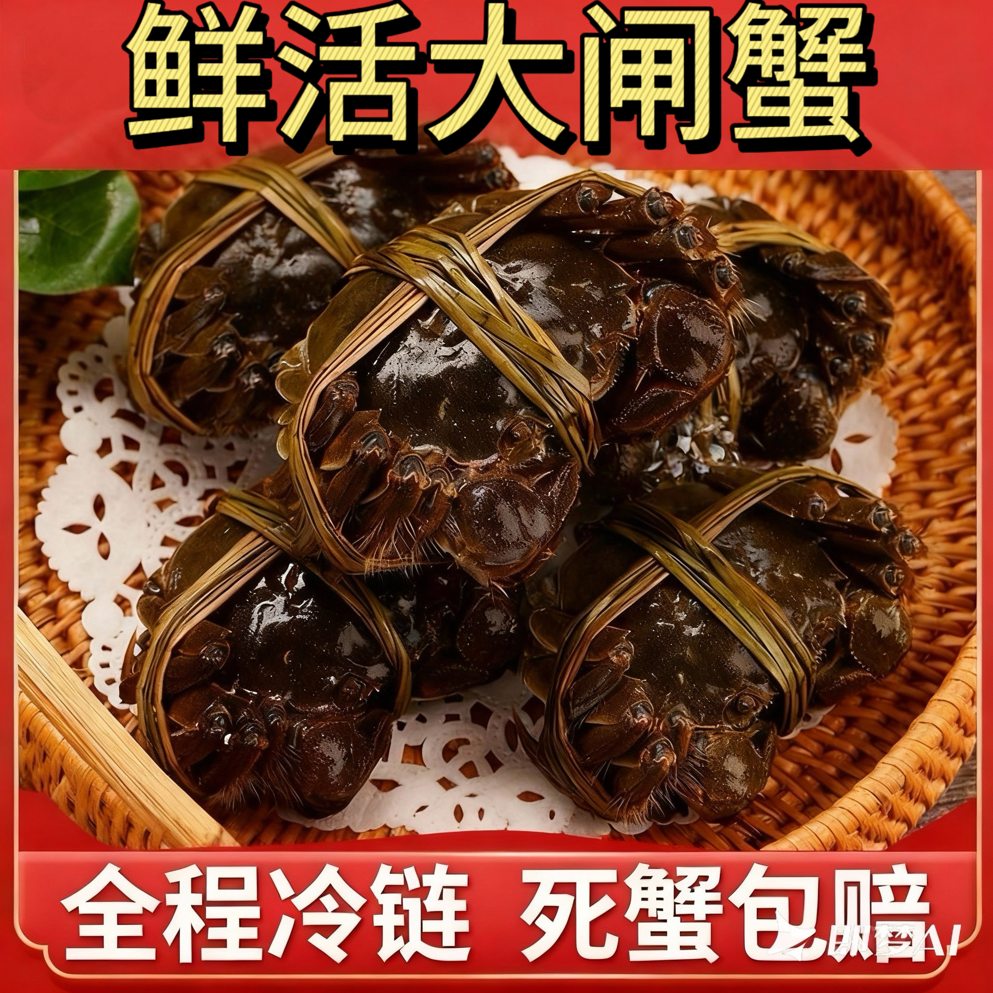 【活蟹】江苏螃蟹洪泽湖大闸蟹5两公+4两母10只礼盒装精挑红膏蟹