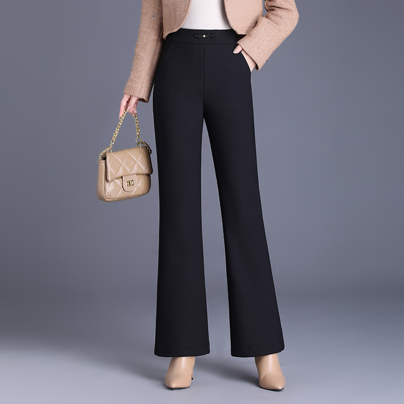 高腰显瘦直筒微喇叭裤休闲女裤子西装裤高级感垂感春秋大码长裤