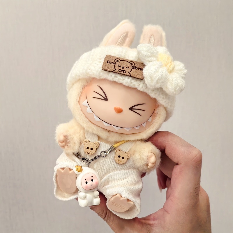 labubu娃衣新款GD同款小雏菊针织帽子背带裤一代二代三代通用衣服