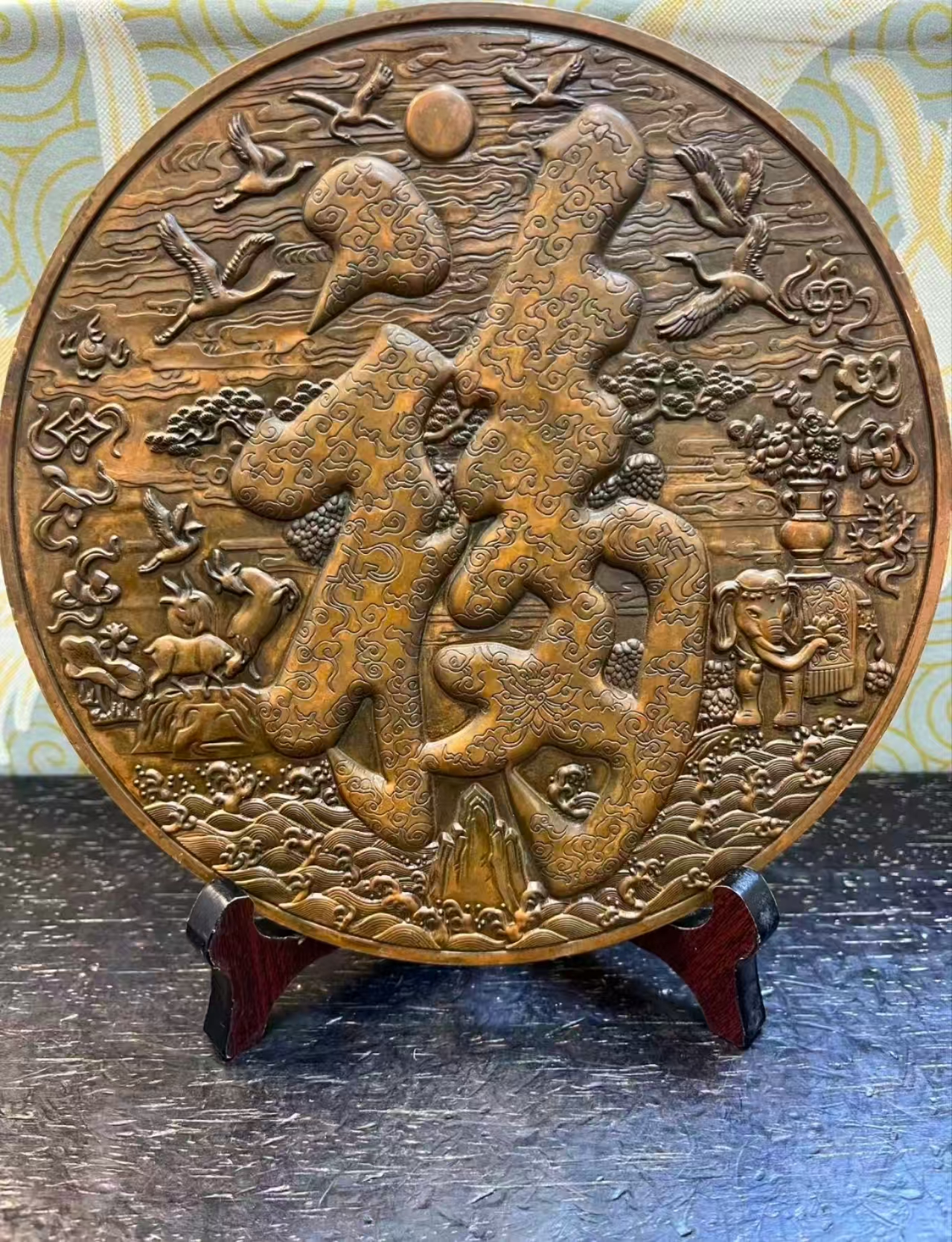 【闪购链接】铜大福盘摆件