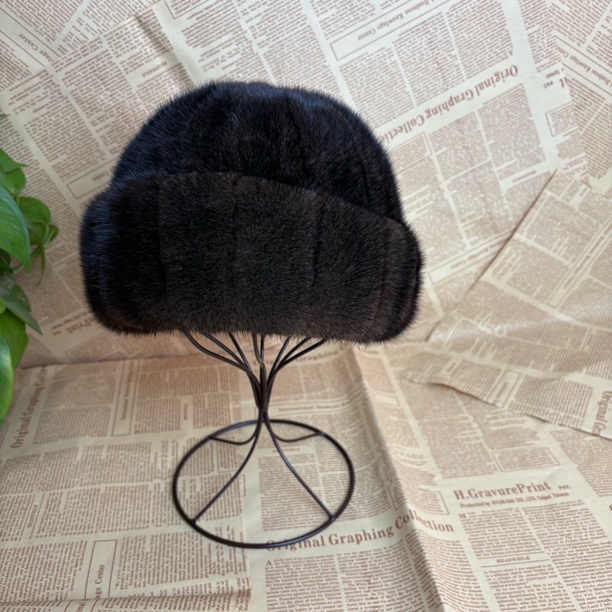 新款冬季女士保暖护耳气质款水貂拼貂礼帽
