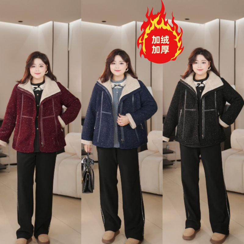 PWD33363【仅外套】新款星空加绒加厚防寒保暖大码女装【衣长69】