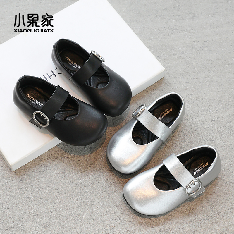 女童皮鞋儿童单鞋女宝玛丽珍鞋黑色英伦风童鞋小女孩春秋银色复古