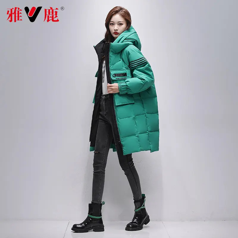 极寒系列时尚休闲连帽保暖90白鸭绒中长款宽松加厚过冬羽绒服