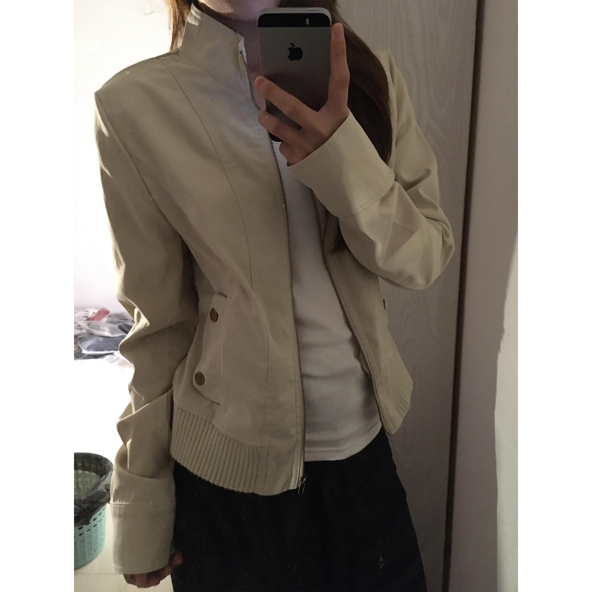 美式复古工装短款薄款立领夹克外套女秋季中性设计感修身显瘦上衣