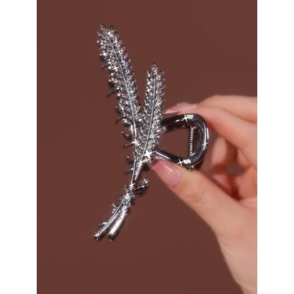 优雅高穗发夹女子后头闪光钻石夹头饰发夹2025新鲨鱼夹小麦耳夹