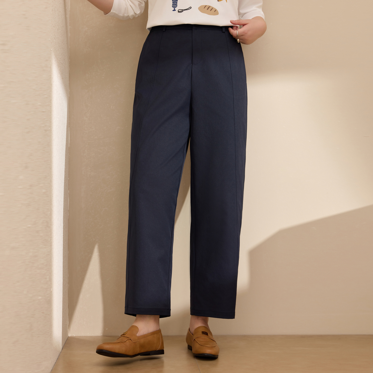 【秋上新气质洋气百搭休闲裤】纤莉秀大码女装简约休闲通勤QK3667