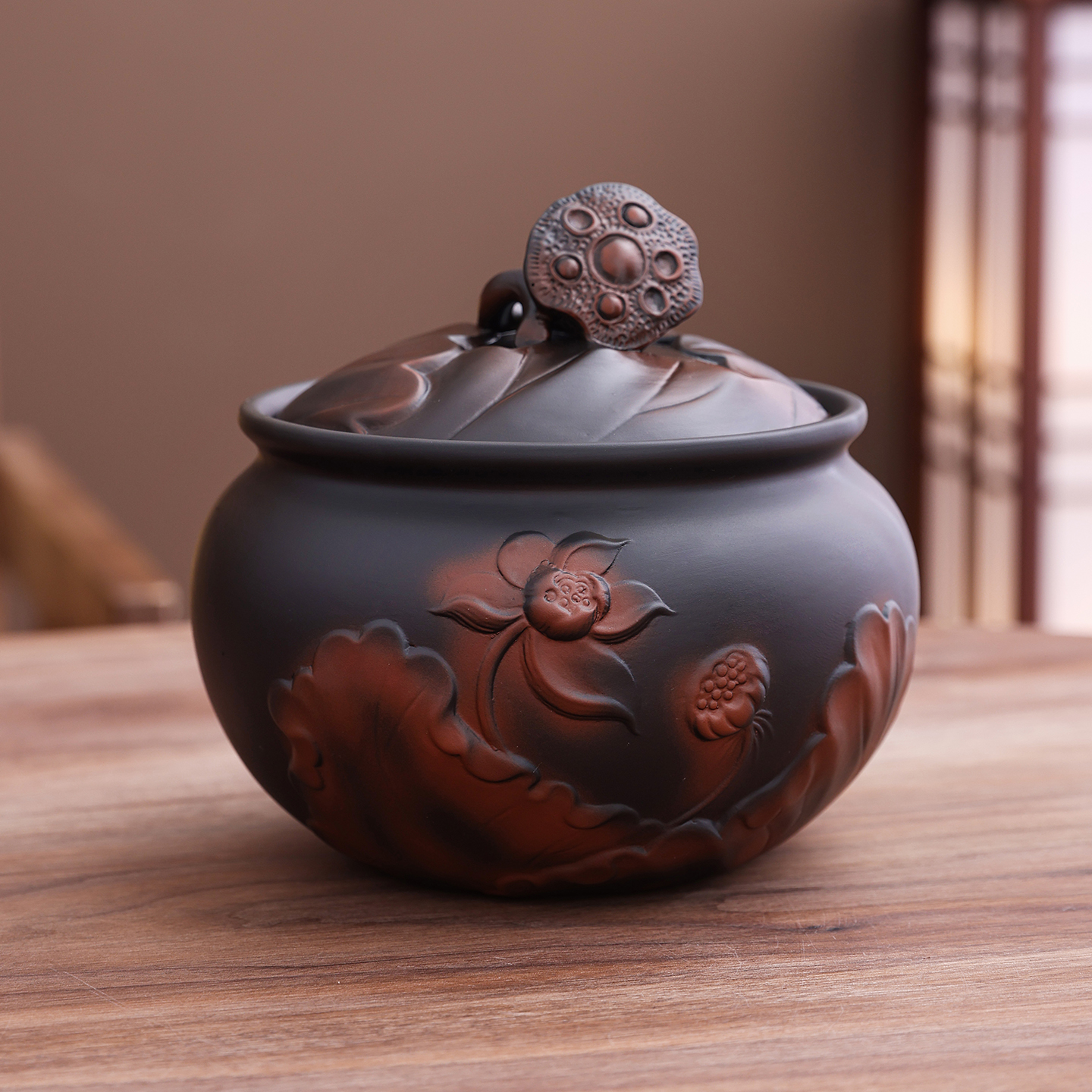 茶叶罐精品高档密封罐防潮大号家用普洱茶叶专用储存罐紫陶茶罐子