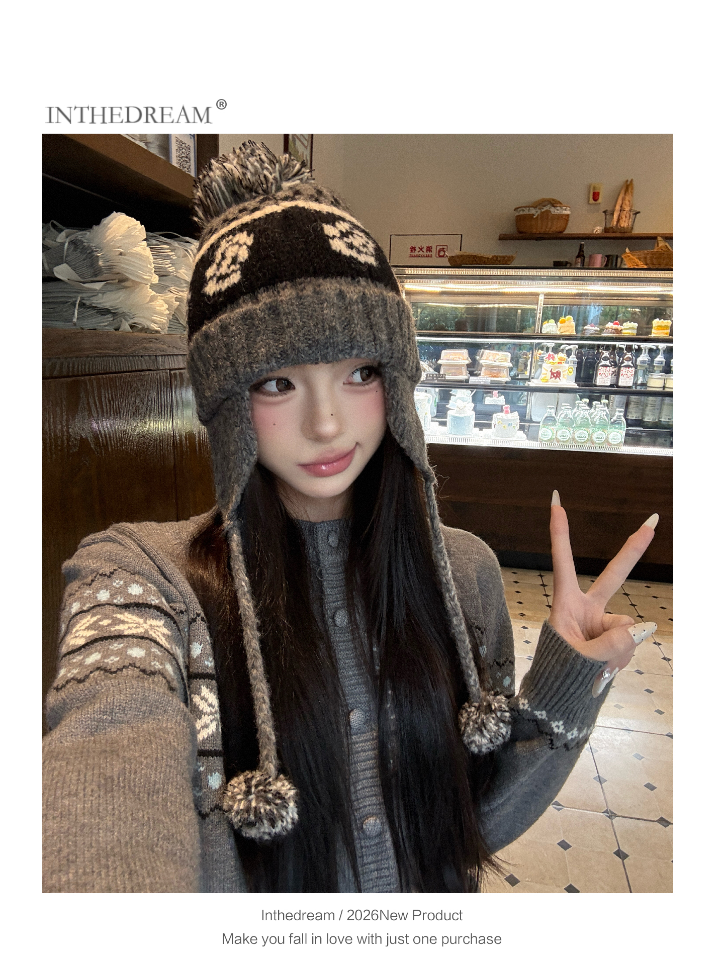 复古滑雪毛线帽女秋冬雷锋帽加厚保暖护耳帽子毛球针织帽冬天套头