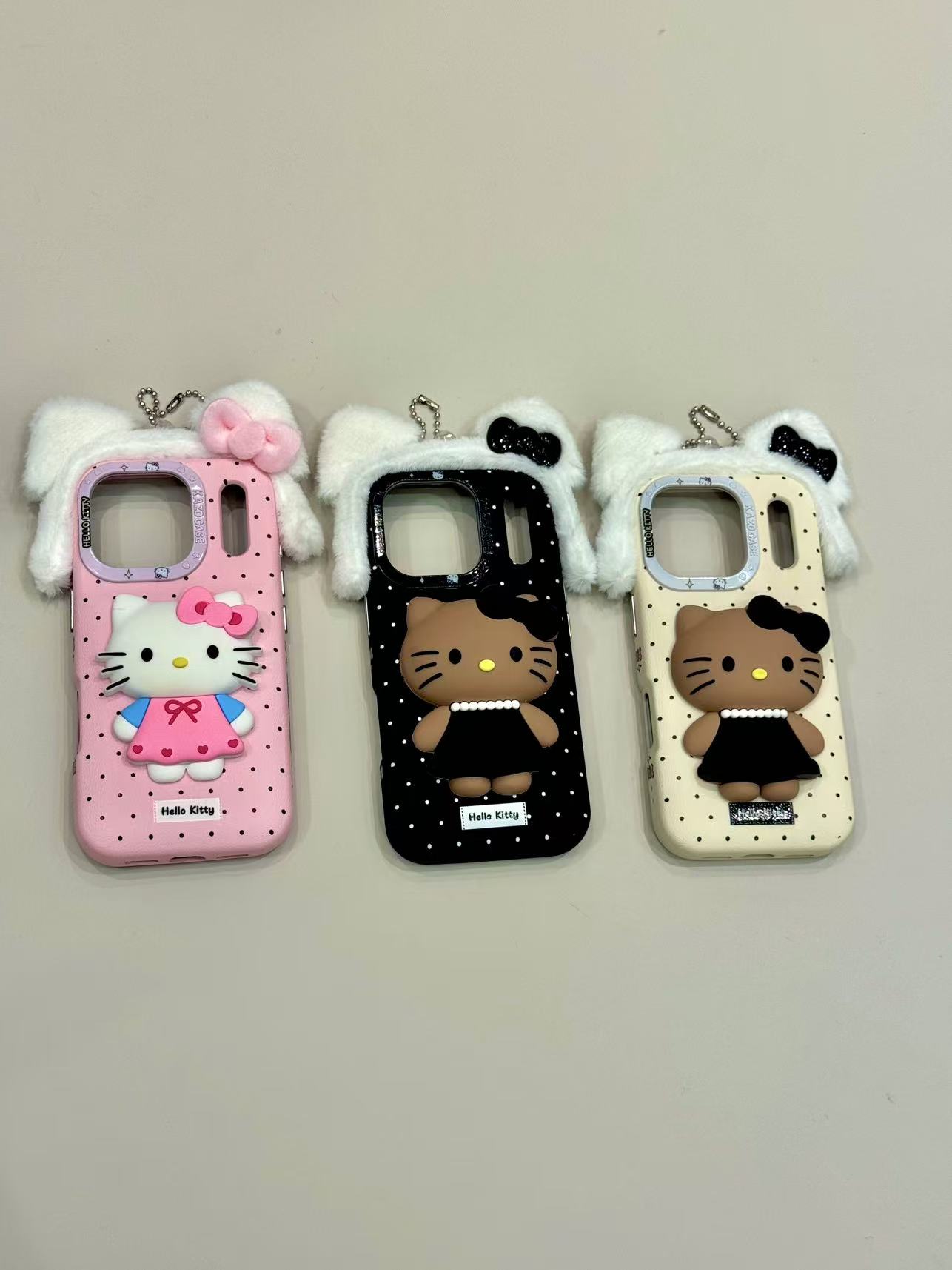 小香风波点粉裙珍珠可爱猫咪硅胶适用iphone16promax苹果15手机壳