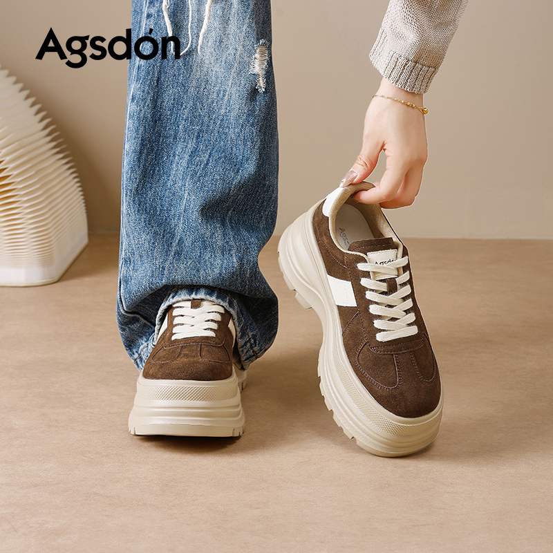 奥古狮登厚底德训鞋女2025新款秋冬爆款复古百搭休闲运动板鞋H