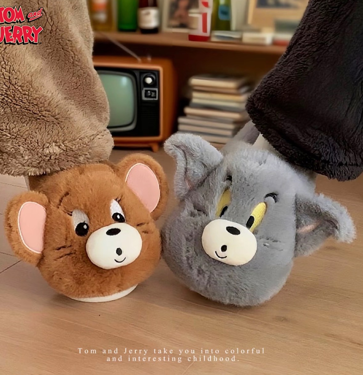 保暖防滑居家猫和老鼠毛毛鞋可爱汤姆杰瑞时尚棉拖鞋男女冬季拖鞋