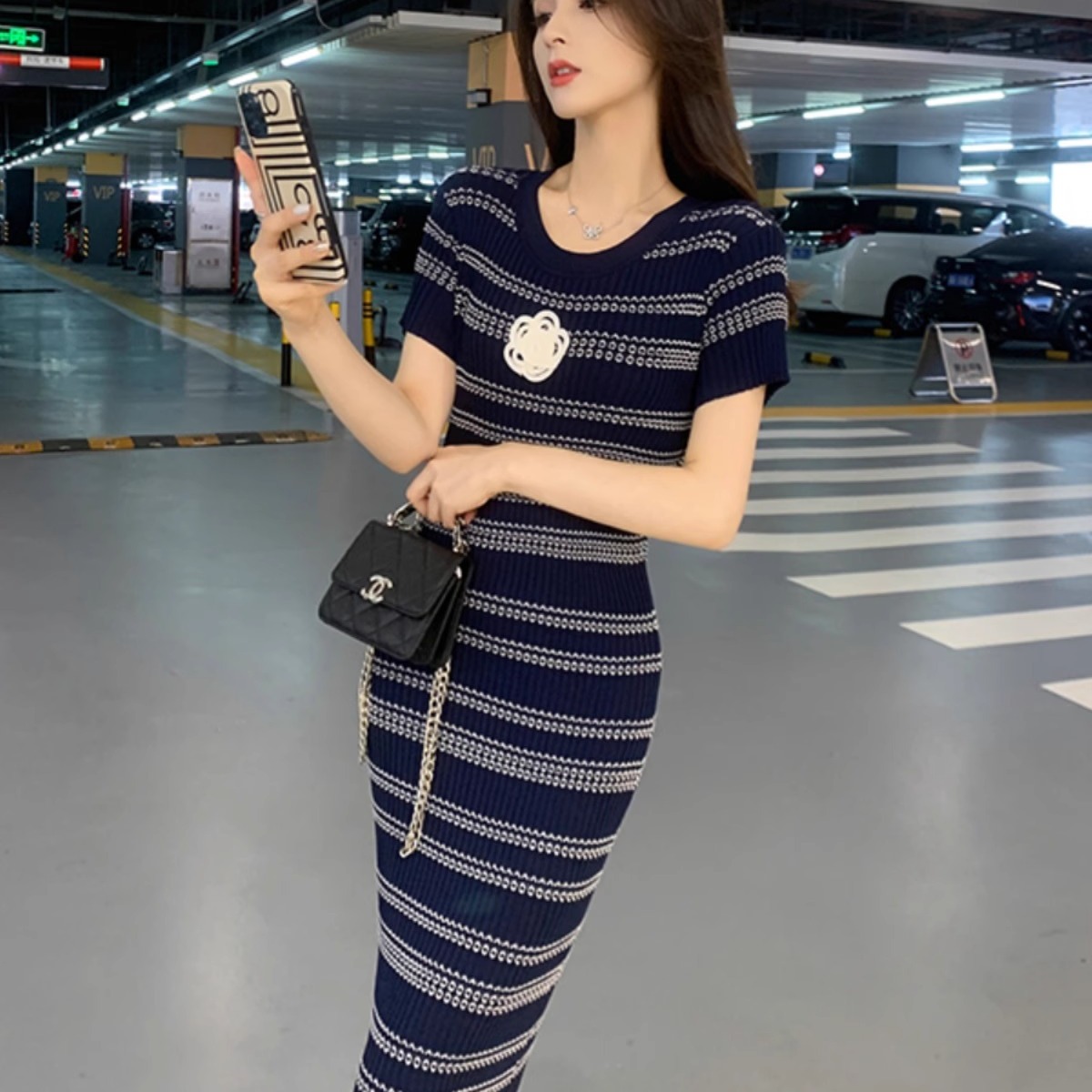 网红御姐风针织连衣裙女夏季修身显瘦气质名媛爆款超好看包臀长裙