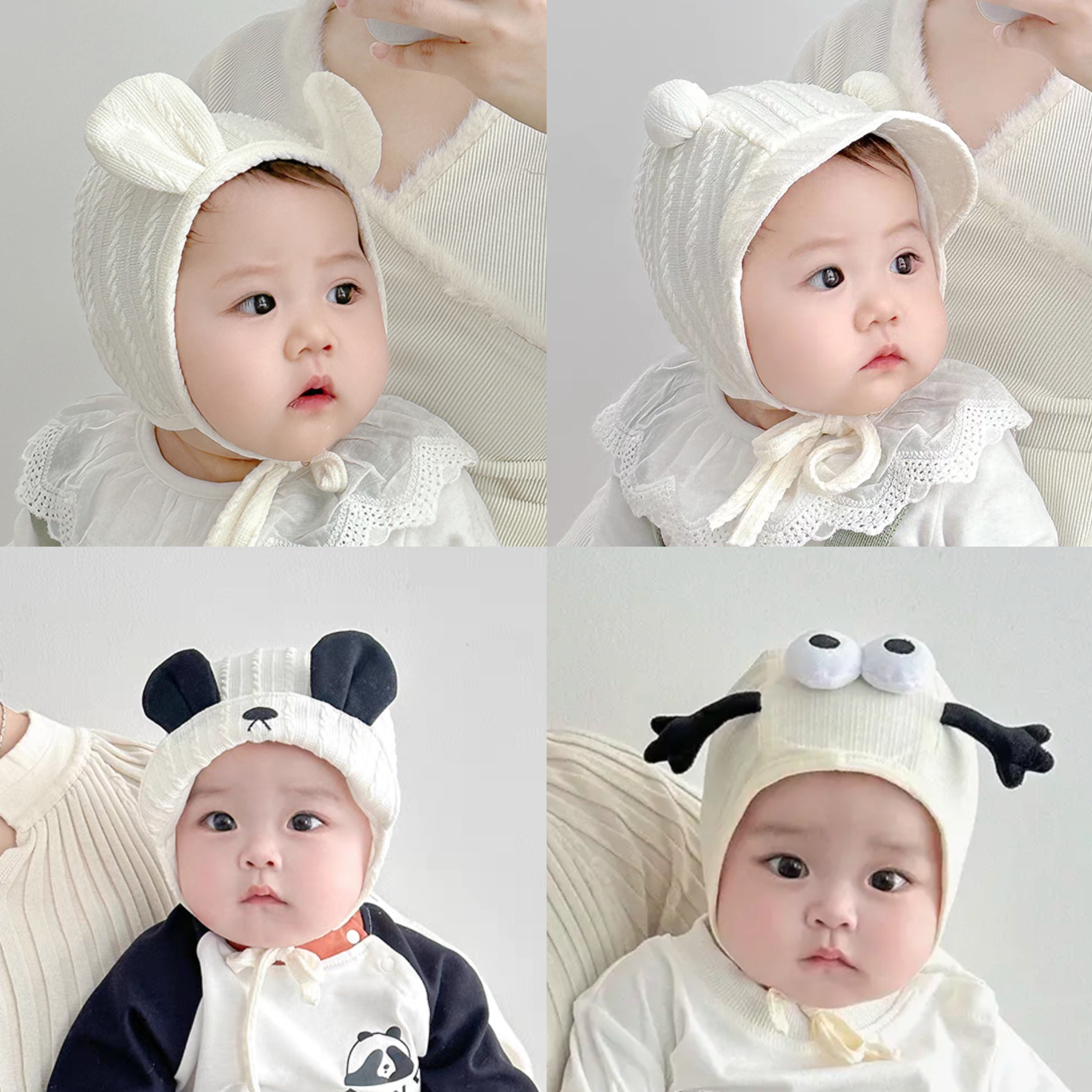 新生婴儿春秋薄款宝宝胎帽小月龄0-6月洋气可爱超萌护囱门宫廷帽
