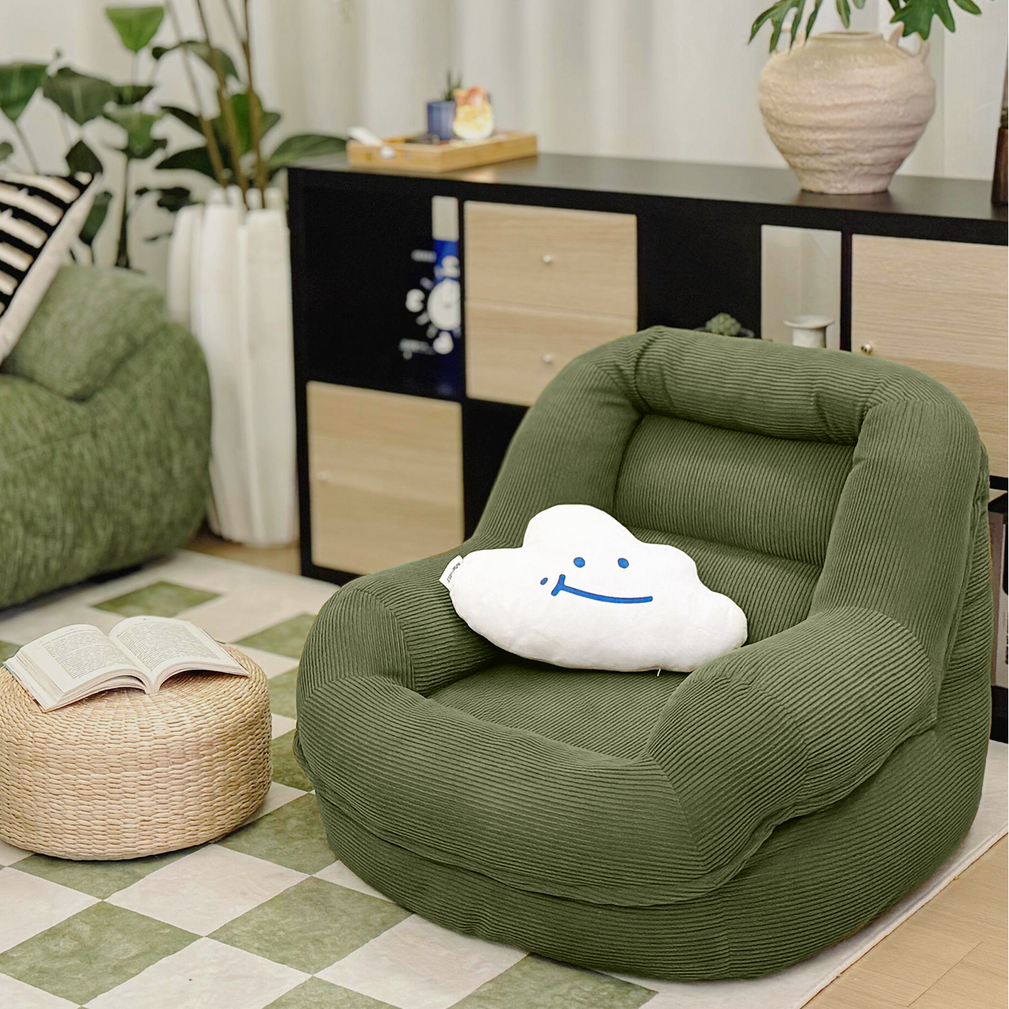 美物俪家懒人沙发窝窝沙发榻榻米沙发椅阳台卧室网红复古单人沙发