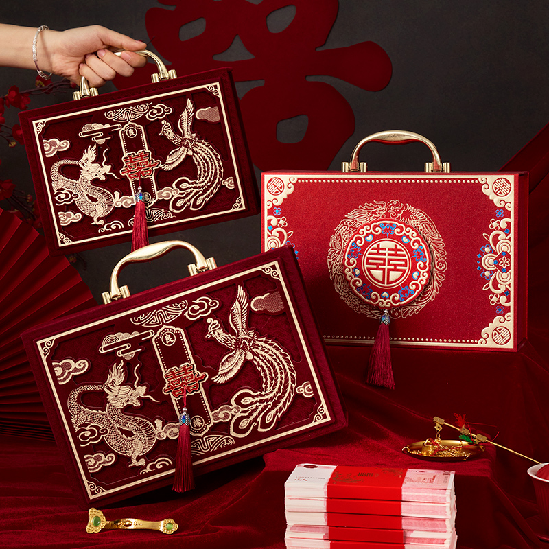 订婚彩礼钱盒子提亲彩礼箱彩礼箱礼金盒结婚布置装饰装现金聘礼盒