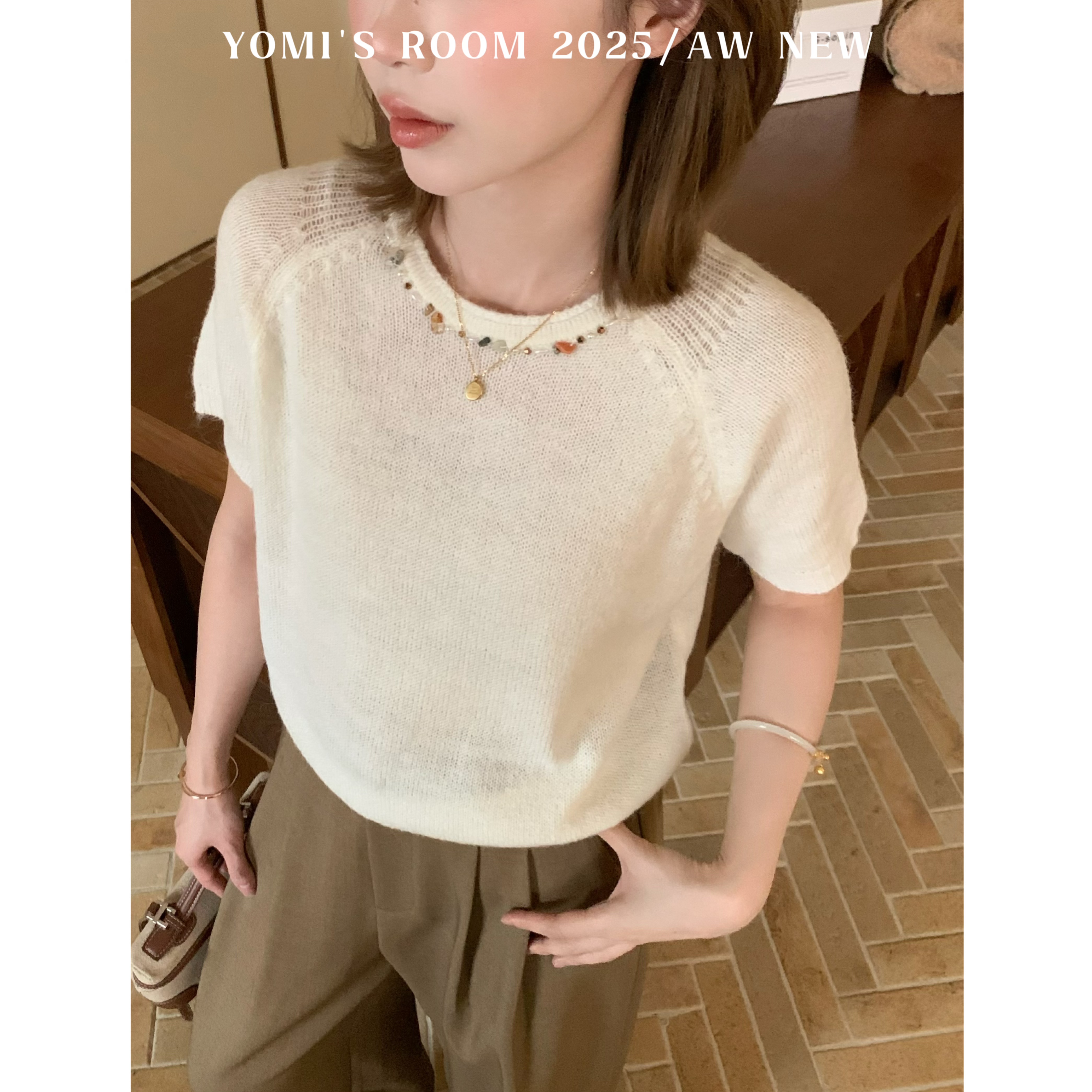 YOMI小个子【极简时装周】毛织正肩显瘦修身短款毛衣上衣女秋