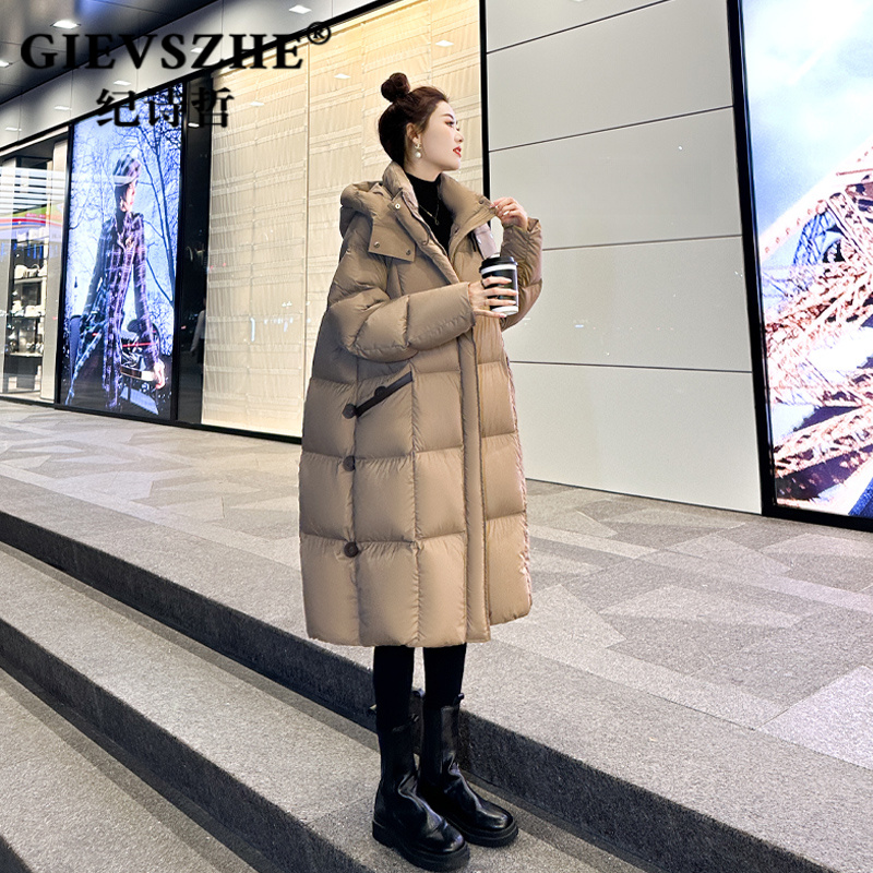 纪诗哲白鹅绒羽绒服女冬季中长款高级设计感外套气质显瘦韩版女装