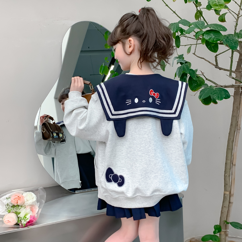 女童外套秋装2025新款洋气时髦大童海军领上衣夹克开衫春秋季儿童