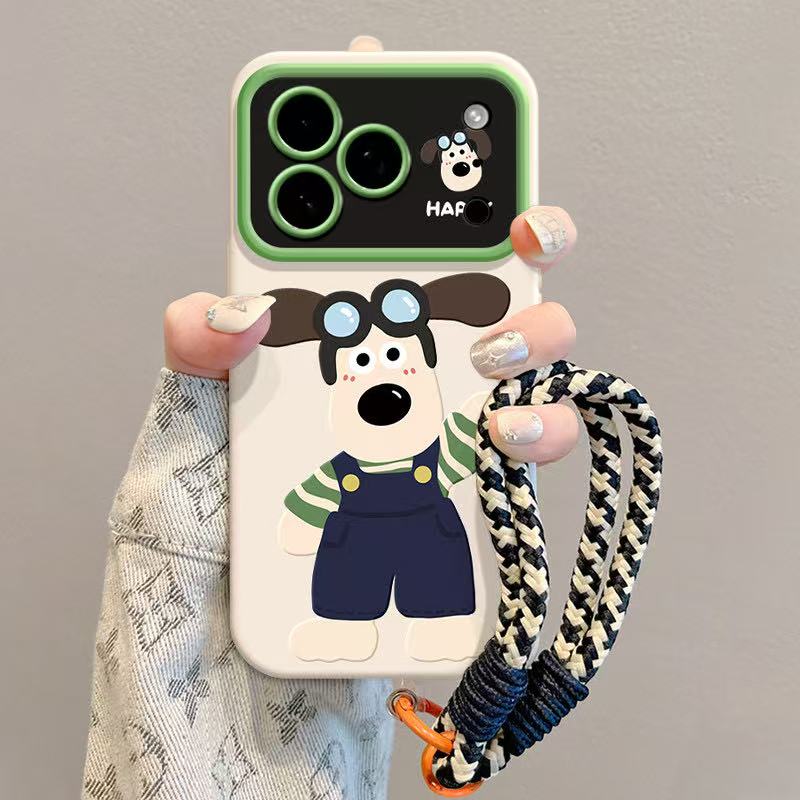 挥手眼镜狗适用苹果17Promax手机壳iPhone16大视窗15磨砂14全包13