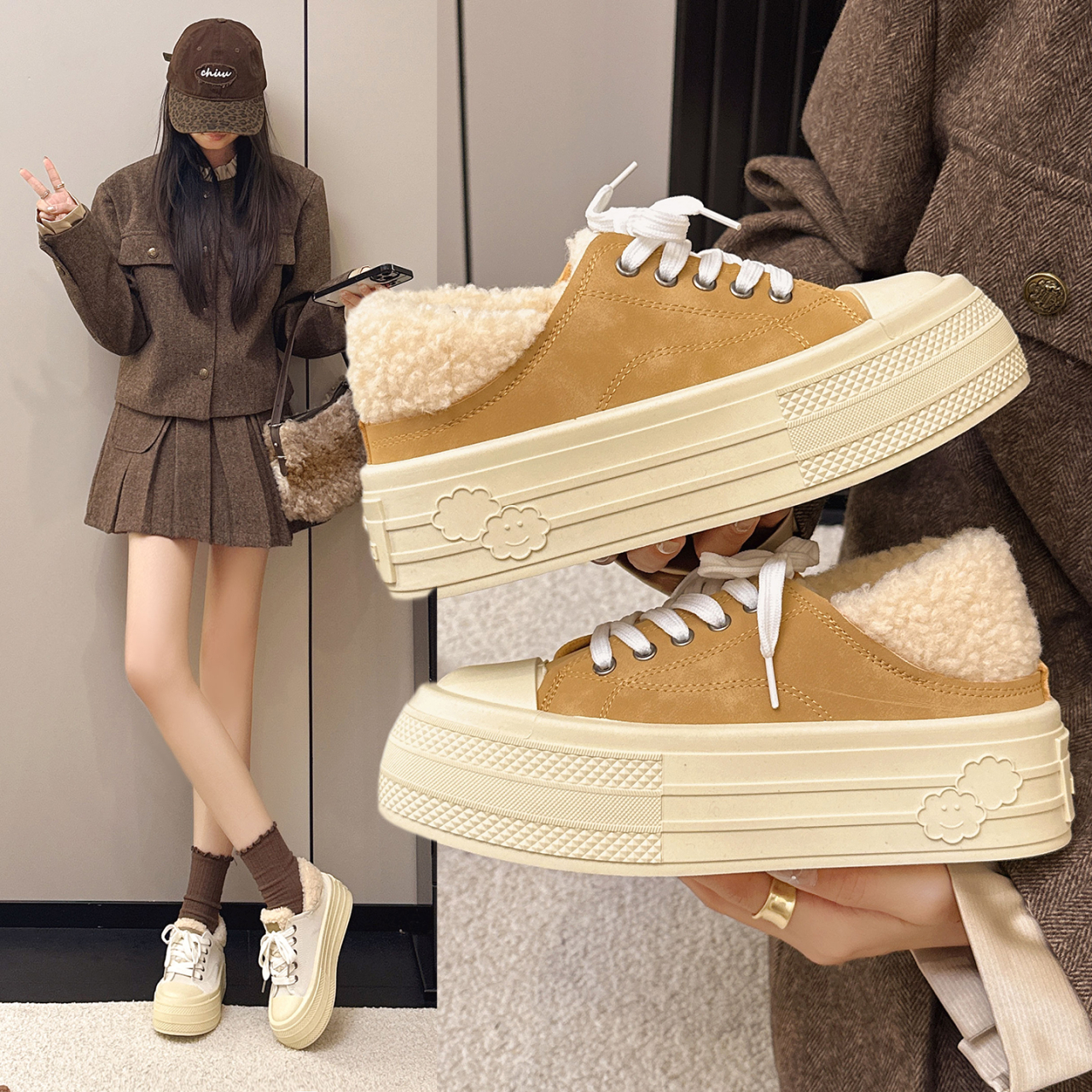 雪地靴女款爆款2025新款两穿小白鞋女外穿秋冬鞋子小众不撞款加绒