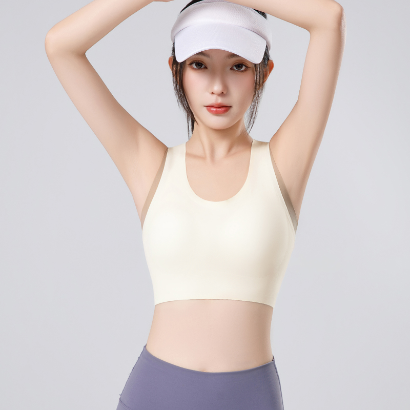 专业运动凉感无痕撞色外穿跑步背心专业跑步瑜伽运动上衣防震外穿