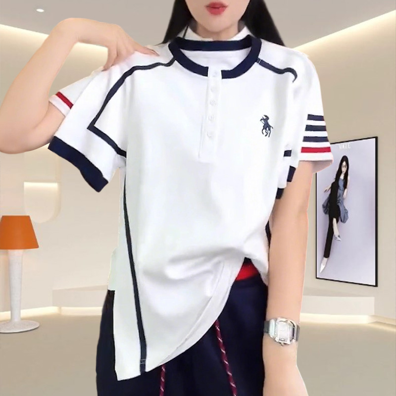 夏季ins简约圆领t恤女款短袖网红高级感大码女装宽松显瘦纯棉上衣