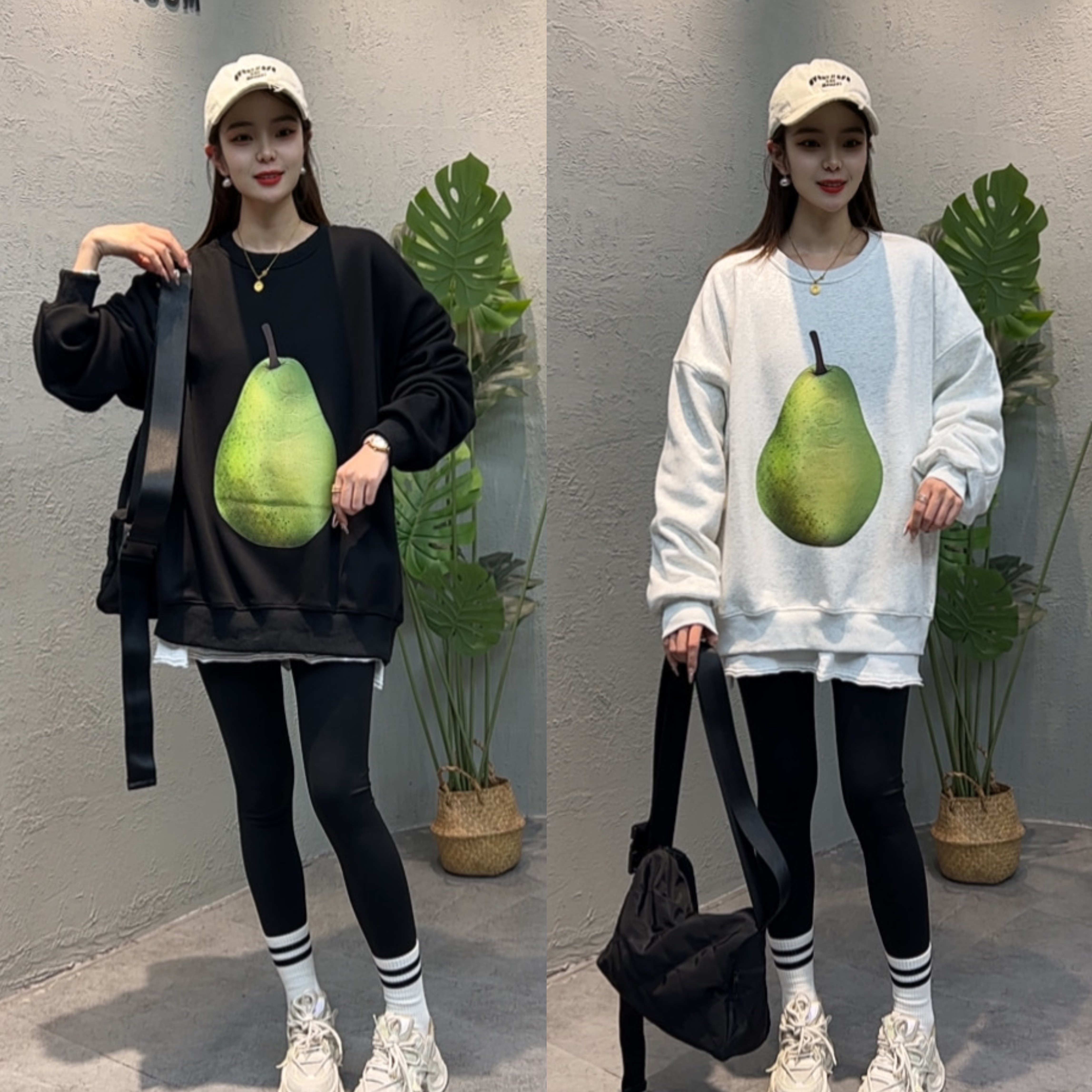 PPG2833秋冬新款韩版大梨子加绒加厚圆领套头卫衣女