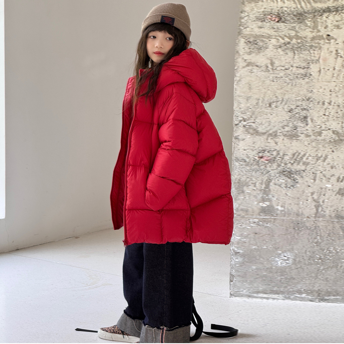 辰辰妈【断码】儿童羽绒服韩版冬季新款男童女童中大童白鸭绒中长款