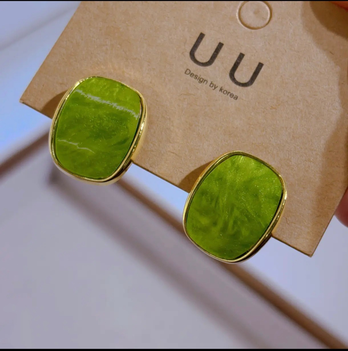 铜合金耳饰 【绿染】滴釉绿色晕染百搭气质洋气耳钉  A785