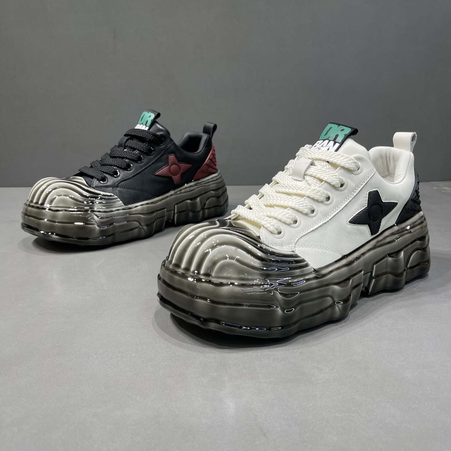 欧丽龙男鞋头层牛皮滴胶大头潮鞋厚底小众板鞋单鞋贝壳头时尚男鞋