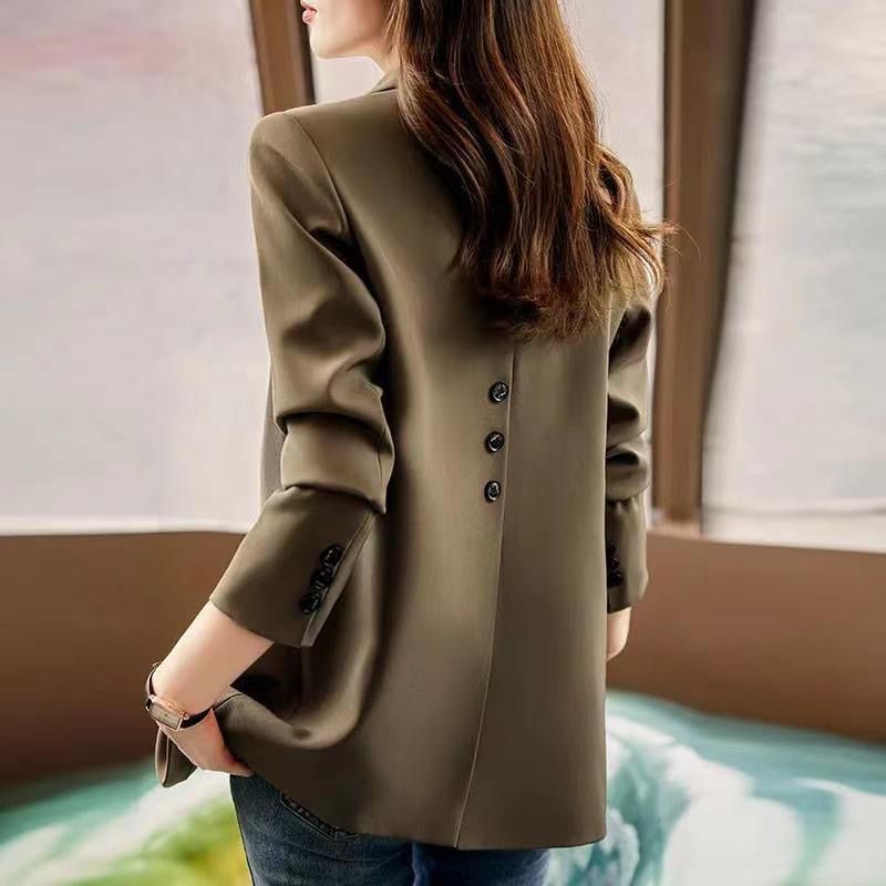 西装外套女上衣2025春秋新款设计感小众休闲修身中长款小西服女装